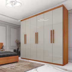 Guarda-Roupa Com Pés 6 Portas Suécia (C.0,46 X L.2,18 X A.2,23m) Cinamomo/Off White Tcil