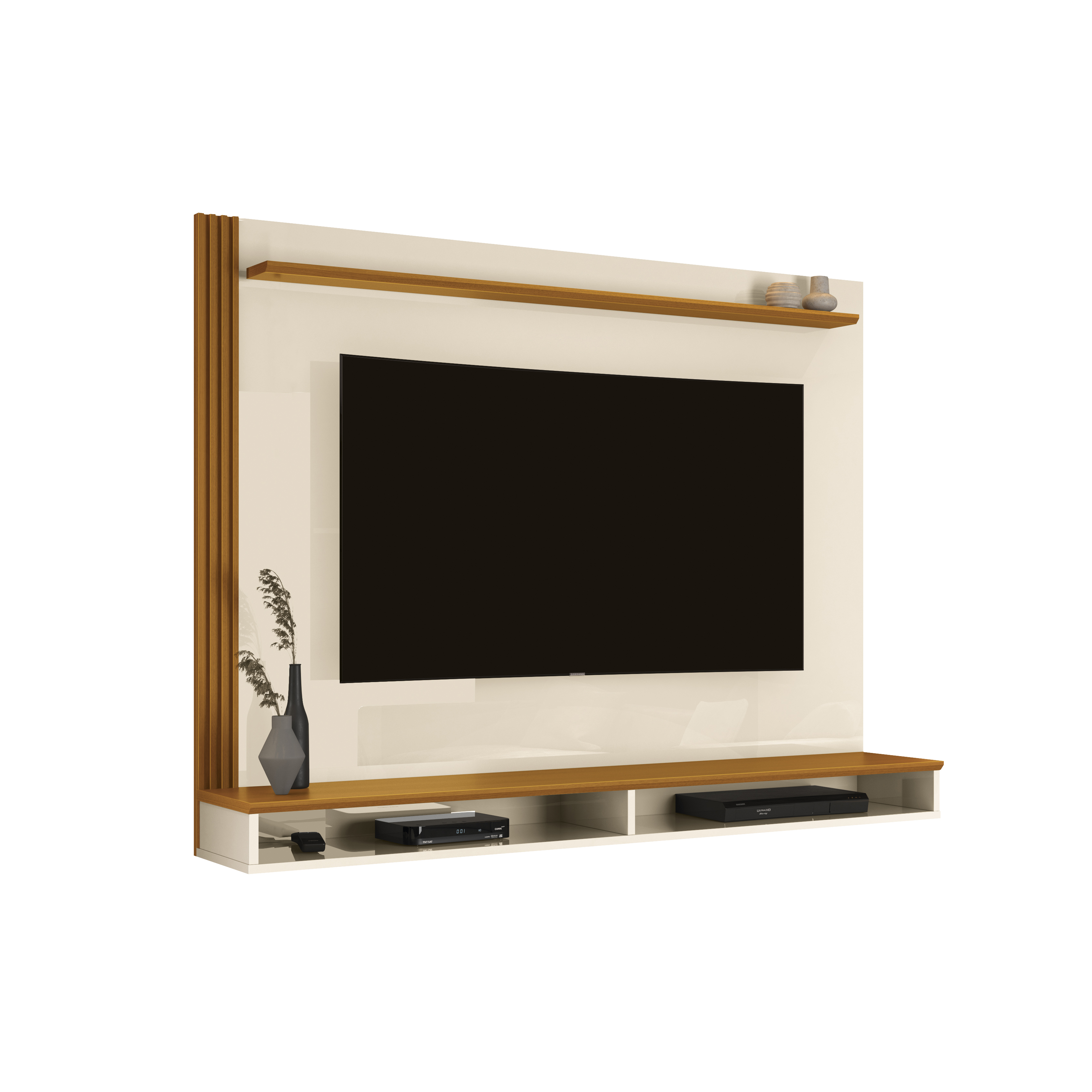 Painel Para Tv Davos Off White/Cedro (Alt.108,4 X Larg.14 X Prof.26,2cm) 774200 Edn Móveis