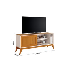 Rack Aruba Off White/Cedro (Alt.58 X Larg.136 X Prof.37cm) Edn Móveis