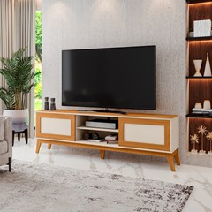 Rack Andros Off White/Cedro (Alt.58 X Larg.180 X Prof.37cm) Edn Móveis