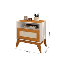 Mesa Cabeçeira City Off White/Cedro (Alt.65 X Larg.58 X Prof.41cm) 47518 Edn Móveis