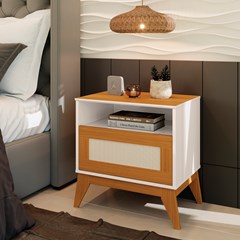 Mesa Cabeçeira City Off White/Cedro (Alt.65 X Larg.58 X Prof.41cm) 47518 Edn Móveis