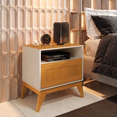 Mesa Cabeçeira Urban Lucca Off White/Cedro (Alt.65 X Larg.58 X Prof.41cm) 47517 Edn Móveis