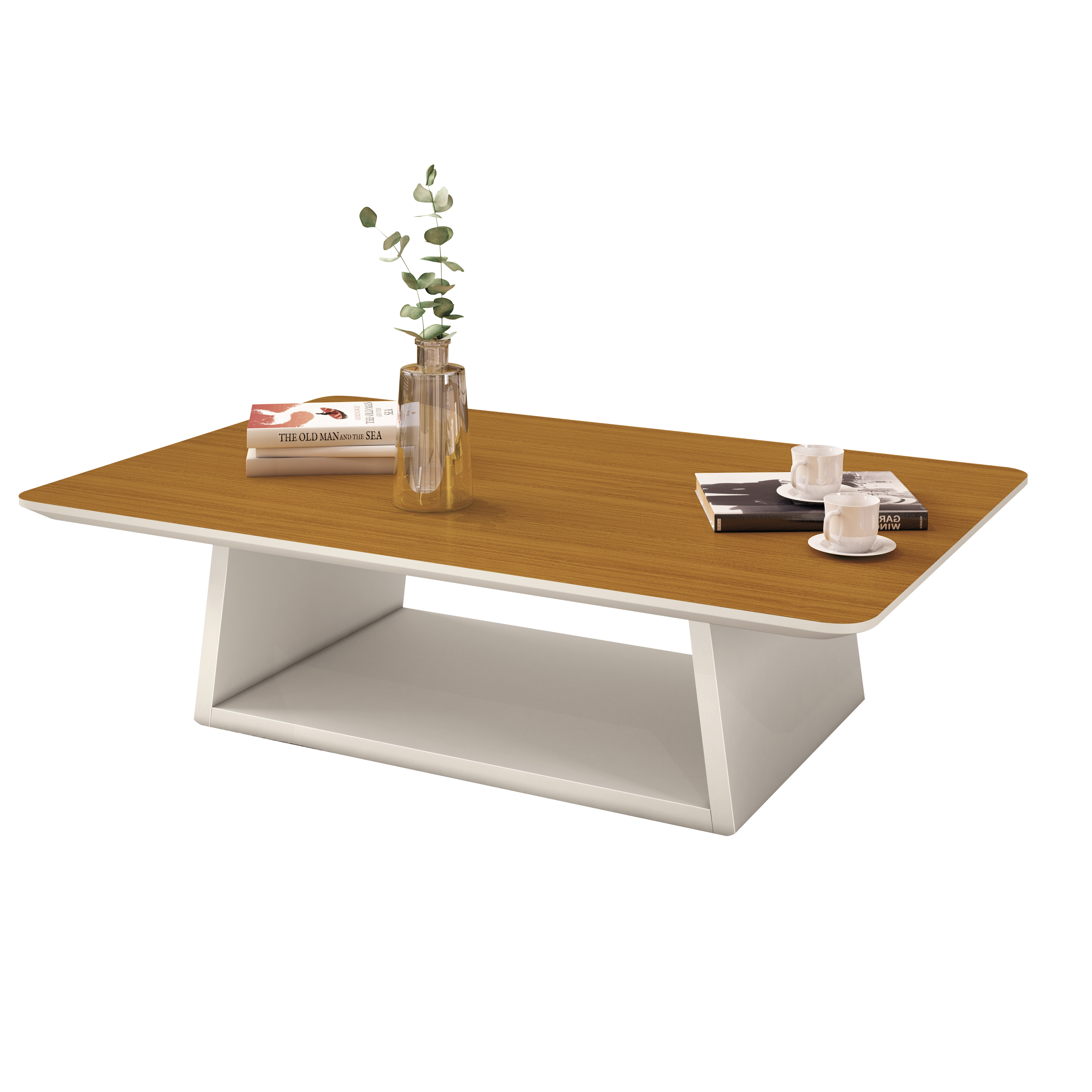 Mesa de Centro Holambra Off White/Cedro (Alt.30 X Larg.109 X Prof.68cm) 17658 Edn Móveis