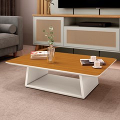Mesa de Centro Holambra Off White/Cedro (Alt.30 X Larg.109 X Prof.68cm) 17658 Edn Móveis