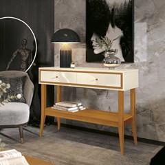 Aparador Bari 105 Off White/Cedro (Alt.78 X Larg.105 X Prof.34,5cm) 87613 Edn Móveis