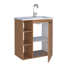 Gabinete Para Banheiro Em Madeira Com Lavatório Hortênsia Larg.62 X Alt.70 X P.36cm Jequitibá 102079 Cozimax