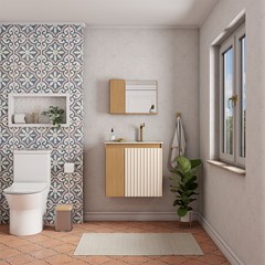 Gabinete Para Banheiro Em Madeira Com Lavatório E Espelho Camomila Larg.60 X Alt.56 X P.36cm Branco 102996 Cozimax