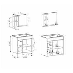 Gabinete Para Banheiro Em Madeira Com Lavatório E Espelho Camomila Larg.60 X Alt.56 X P.36cm Branco 102996 Cozimax