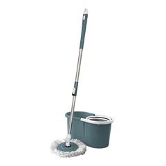 Conjunto Mop Rotatório Compact (Cabo Aço Inox, Esfregão E Balde 9l Com Cesto) Azul 54344 Nobre Goedert