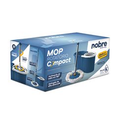 Conjunto Mop Rotatório Compact (Cabo Aço Inox, Esfregão E Balde 9l Com Cesto) Azul 54344 Nobre Goedert