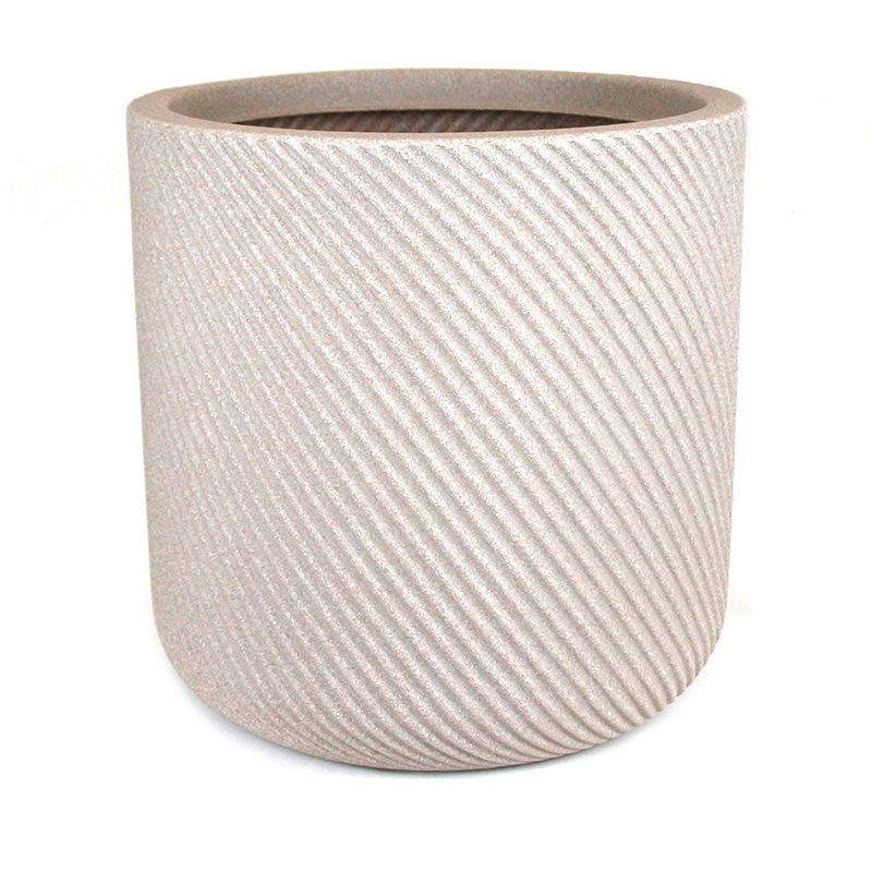 Vaso Decorativo Para Plantas 18,5l (24 X 24 X 18,5cm) Vite Cilindro Calcário Vcp0-Ca Vouga Decor