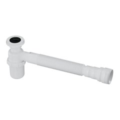 Sifão Copo Tubo Extensível  49cm Universal Pvc Branco Com Válvula Inox Ssucv Astra