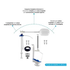 Reparo Para Caixa de Descarga Acoplada Completo Universal Acionamento Simples (Botão Superior) Mu/Sp*Br Astra