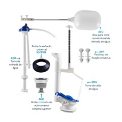 Reparo Para Caixa de Descarga Acoplada Completo Universal Acionamento Simples (Botão Superior) Mu/Sp*Br Astra