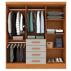 Guarda-Roupa Com Pés 6 Portas Espelho E 4 Gavetas Arizona (C.0,46 X L.1,80 X A.2,10m) Cinamomo/Off White Tcil