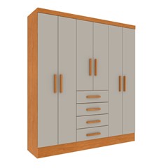 Guarda-Roupa Com Pés 6 Portas Espelho E 4 Gavetas Arizona (C.0,46 X L.1,80 X A.2,10m) Cinamomo/Off White Tcil