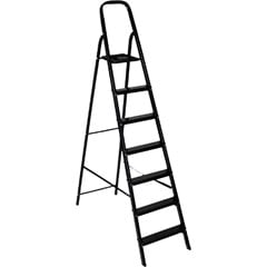 Escada Tesoura Alumínio Preta 7 Degraus Alt.Uso 1,54m 120kg Esc004006 Quality