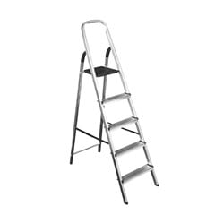Escada Tesoura Alumínio Natural 5 Degraus Alt.Uso 1,085m 120kg Esc001004 Quality
