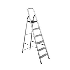 Escada Tesoura Alumínio Natural 6 Degraus Aut.Uso 1,32cm 120kg Esc001005 Quality