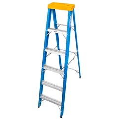Escada Tesoura Em Fibra de Vidro E Alumínio 6 Degraus (Patamar Incluído) Alt.Uso 1,80m Tafp-6 Wbertolo