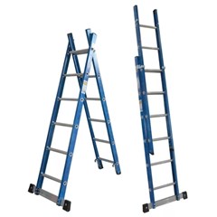 Escada Tesoura Extensível Em Fibra de Vidro E Alumínio 1,90m A 3,20m/6 A 10 Degraus Carga Máx.120kg  Teafp-6x10 Wbertolo