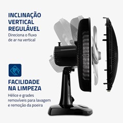 Ventilador Oscilante de Mesa Super Power 30cm Preto Vsp-30-B Mondial