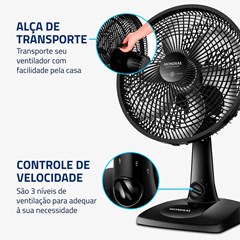 Ventilador Oscilante de Mesa Super Power 30cm Preto Vsp-30-B Mondial