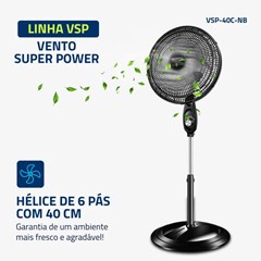 Ventilador Oscilante de Coluna Super Power 40cm Preto Vsp-40c-Nb Mondial