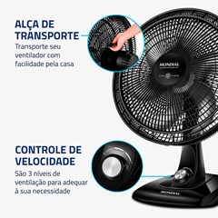 Ventilador Oscilante de Mesa Super Power 40cm Preto Vsp-40-B Mondial