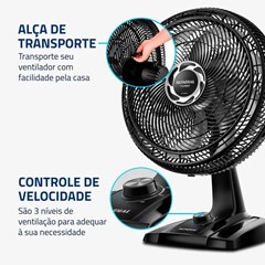 Ventilador Oscilante de Mesa Turbo 40cm Preto Nvp-40-8p-B Mondial