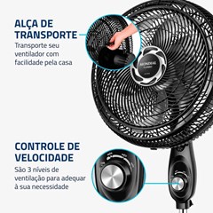 Ventilador Oscilante de Coluna Turbo 40cm Preto Nvt-40c-8p-B Mondial