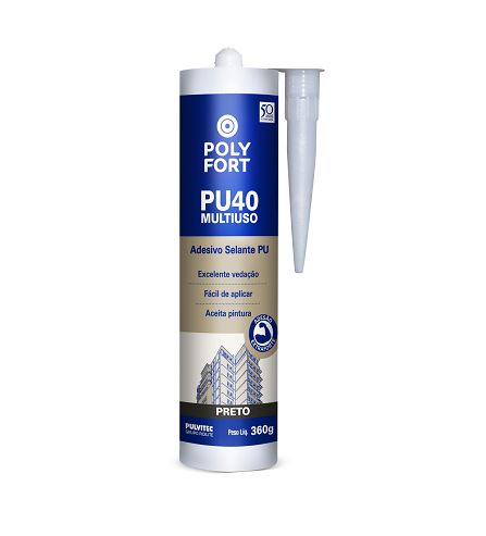 Adesivo Multiuso Pu40 Preto 360g Polyfort