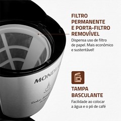 Cafeteira Elétrica Dolce Arome 550w 220v Jarra Vidro Até 18 Xícaras Preto/Inox C-30-18x Mondial