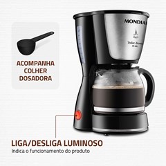 Cafeteira Elétrica Dolce Arome 550w 220v Jarra Vidro Até 18 Xícaras Preto/Inox C-30-18x Mondial