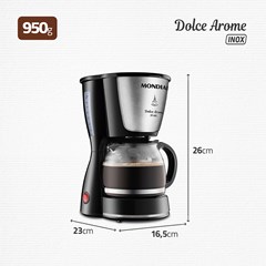 Cafeteira Elétrica Dolce Arome 550w 220v Jarra Vidro Até 18 Xícaras Preto/Inox C-30-18x Mondial