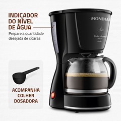Cafeteira Elétrica Dolce Arome 550w 220v Jarra Vidro Até 18 Xícaras Preta C-30-18x-Fb Mondial