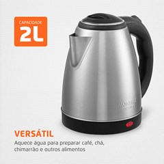 Chaleira Elétrica Pratic 2 Litros 1200w 220v Preto/Inox Ce-06 Mondial