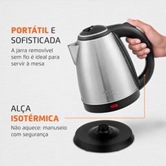 Chaleira Elétrica Pratic 2 Litros 1200w 220v Preto/Inox Ce-06 Mondial