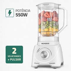 Liquidificador Pratic Power 550w 220v 2,2 Litros Branco L-97-W Mondial