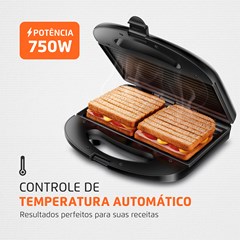 Sanduicheira Master Grill 750w 220v Preto/Inox S-20 Mondial
