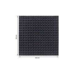 Piso Emborrachado Tipo Moeda Preto 50x50cm Esp.3mm Placa E 3,5mm Botão Daud