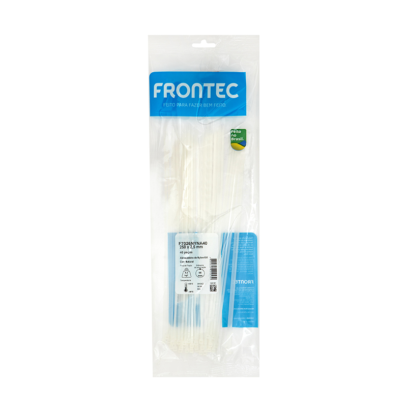 Abraçadeira Nylon Natural 250x2,50mm C/40 Peças F7026nyna40 Frontec