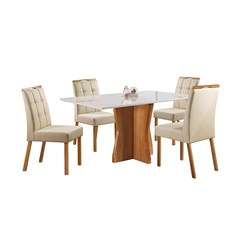 Mesa de Jantar Madeira 120x80 Mel/Bege Agave Off White 5.1.15