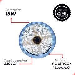 Fita Led Kit Com 5 Metros Ip65 15w 220v 6500k Branca Avant
