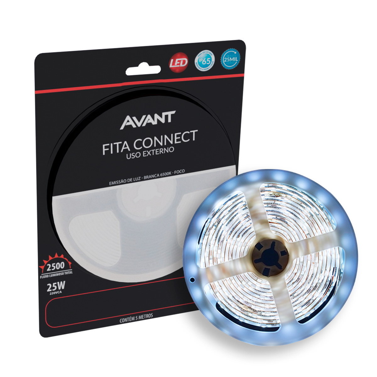 Fita Led Kit Com 5 Metros Ip65 5w 220v 6500k Branca Avant