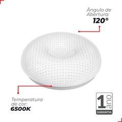 Luminária Plafon Led Sobrepor Redondo 20w 1800lm 6500k Branco Avant