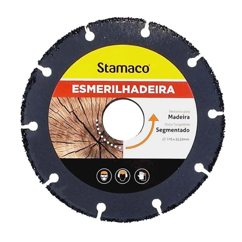 Disco de Corte Tungstênio Segmentado Diâmetro 110mm Furo 22,23mm Para Madeira 10777 Stamaco