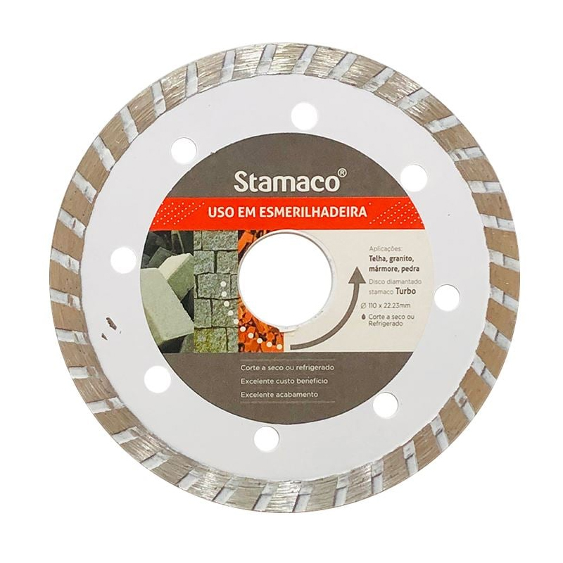 Disco de Corte Diamantado Turbo Diâmetro 110mm Furo 22,23mm 2741 Stamaco