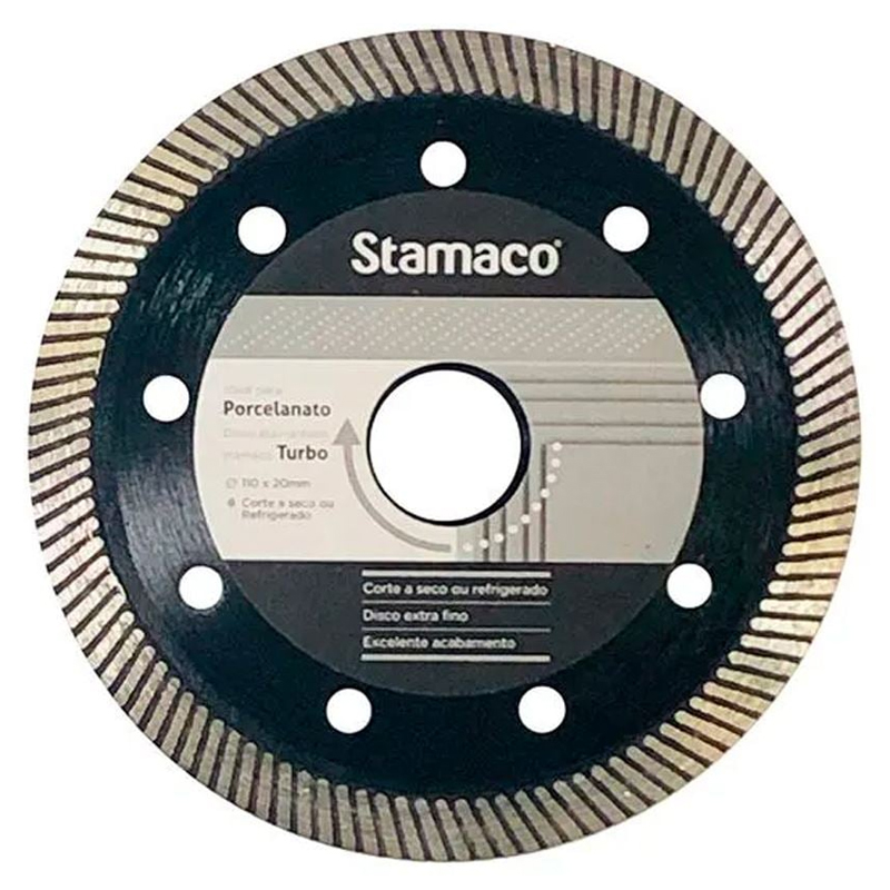 Disco de Corte Diamantado Extra Fino Diâmetro 110mm Furo 22,23mm Para Porcelanato 11521 Stamaco